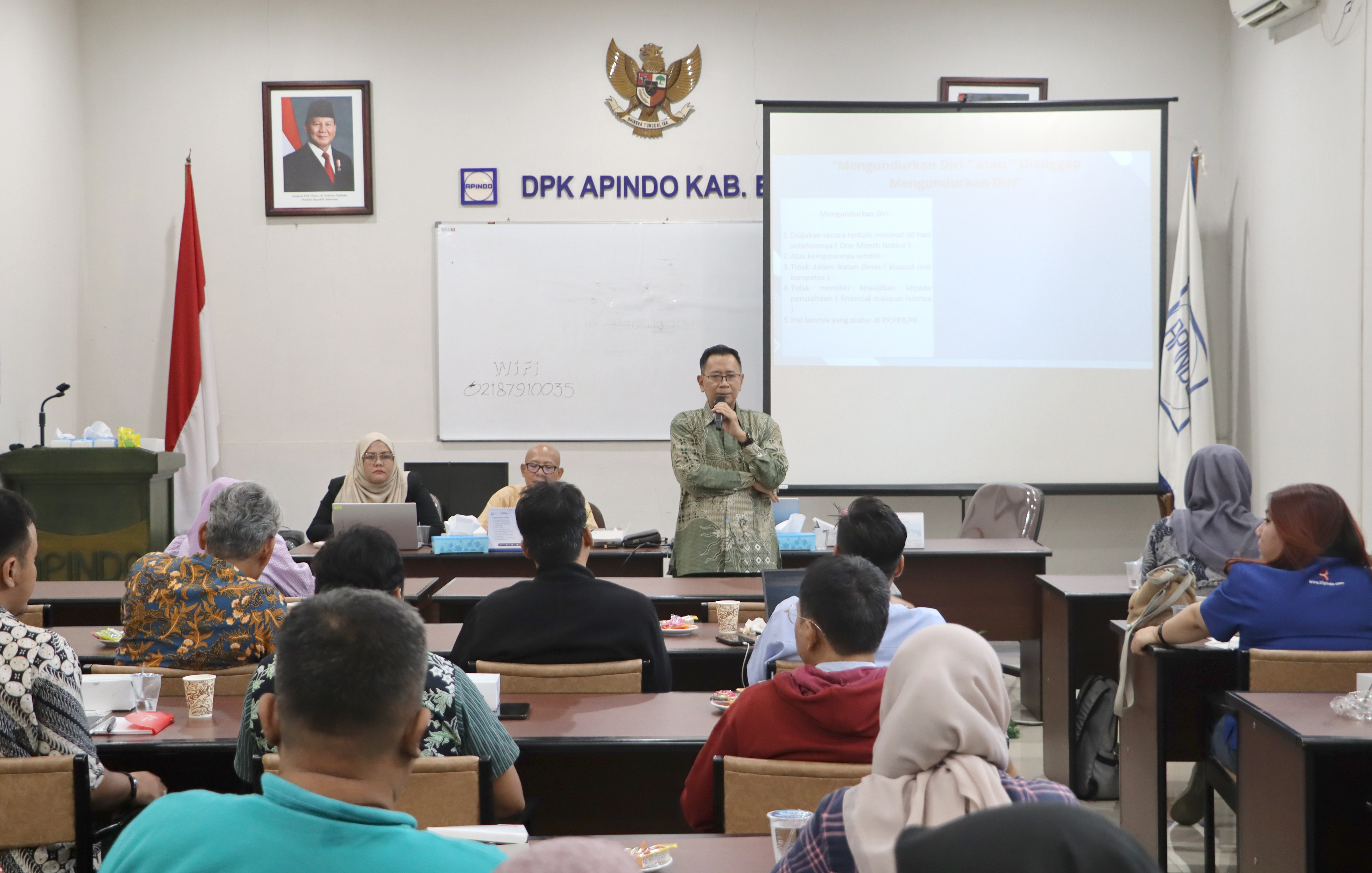 Pelatihan Bidang I DPK APINDO Kabupaten Bogor "Akibat Hukum Mengundurkan Diri Tidak Sah"